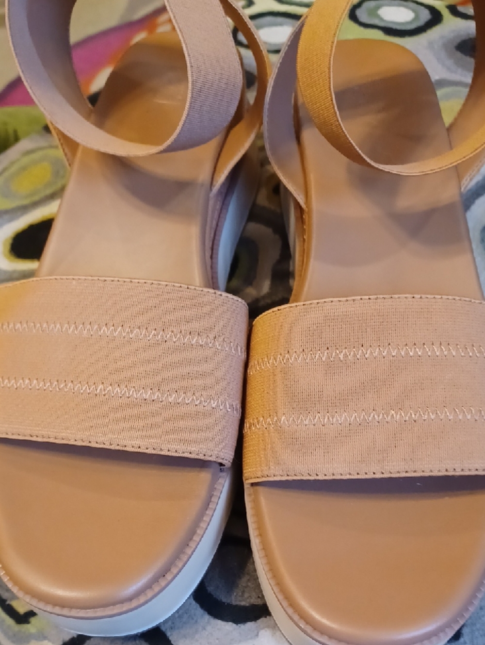 New Women’s Beige Elastic Strap Sandals with Ankle Band